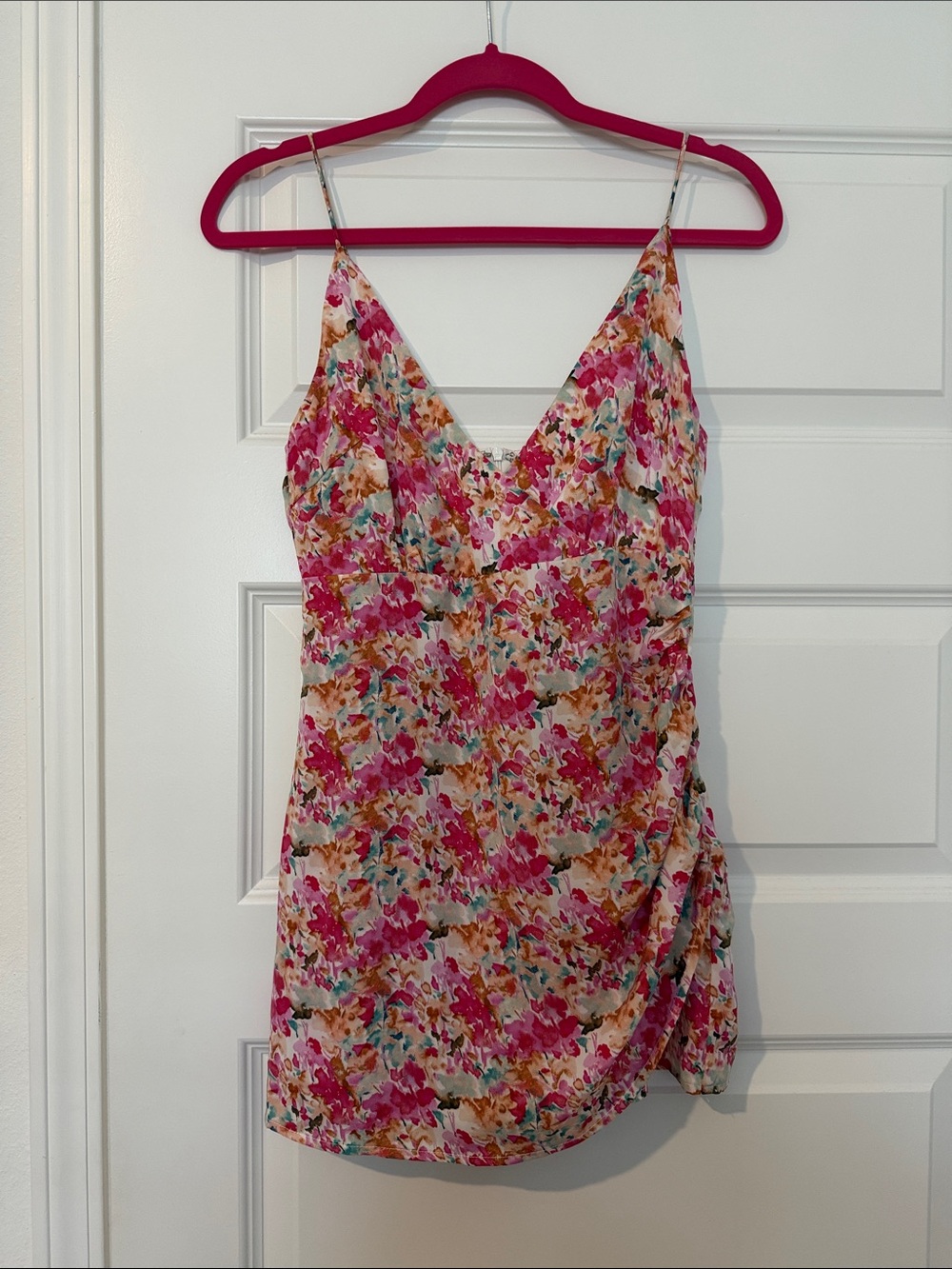 Floral Pink Spaghetti-Strap Mini Dress